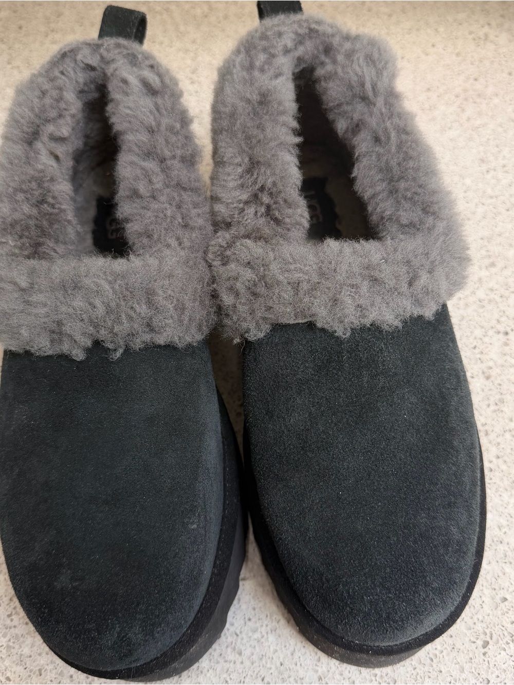 UGG Gray Plush Shearling-Lined Boot Interior